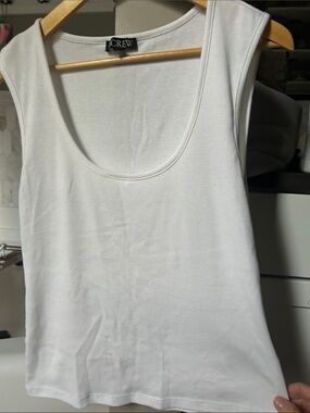 J. Crew White Ribbed Scoop Tank